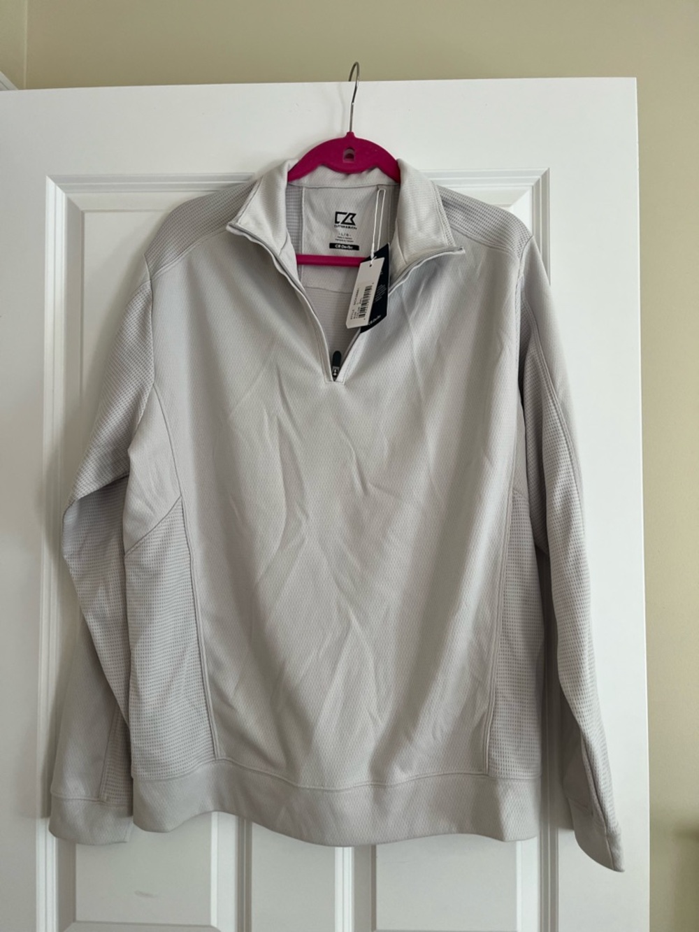 Cutter & Buck Light Gray CB DryTec Quarter-Zip Pullover